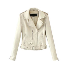 Load image into Gallery viewer, OEAK 2019 Fashion Women Autumn Winter Black Faux Leather Jackets Zipper Basic Coat Turn-down Collar Biker Jacket With Blet