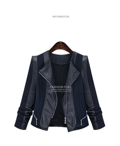 2019 autumn new stylebig size fashion pu short coat was thin leather jacket women